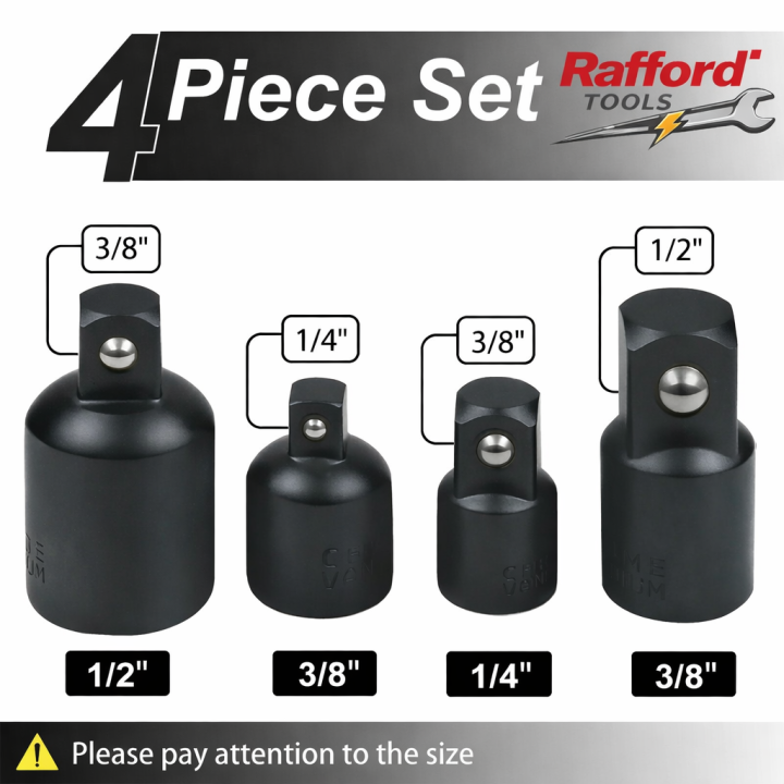 — Images High Quality Grahic Rafford 4-Piece Impact Socket Adapter Set — 1/4", 3/8", 1/2" Drive ...