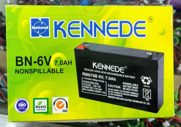 Kennede Sealed Lead Acid Rechargeable Battery BN-6V 7.0AH
