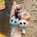 〔R〕Cute 3D Big Eye Cartoon Cat Keychain, Resin Kitten Charm with Bell for Car Keys, Backpacks &.