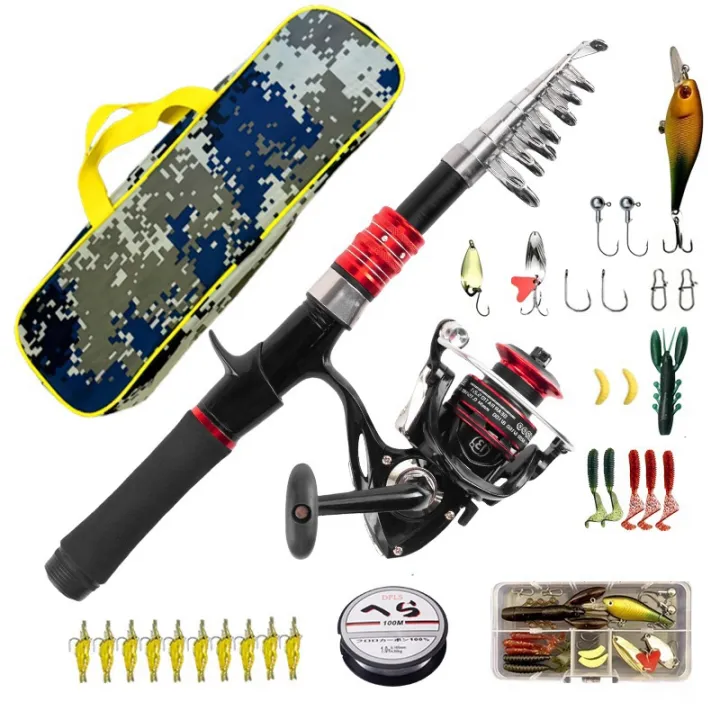 Fishing rod set full set, telescopic fishing rod and spinning reel, 18 ...