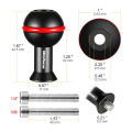 1'' inch Ball Adapter with M6 & 1/4''-20 Screw Ballhead Mount for Underwater Tray Bracket Extended Flashlight Light Arm System. 