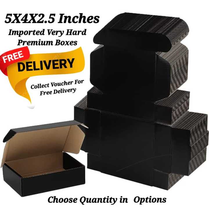 Premium Black Boxes 5X4X2.5 Inches - Imported Corrugated Black Boxes ...