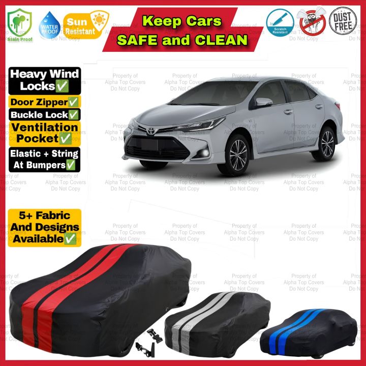 Toyota Corolla X Altis Grande ALPHA Car Cover - Long Life Paracute Quality Dust proof Anti Scrtch UV Resistant Car Top Cover Toyota Corolla X Altis Grande 2015 2016 2017 2018 2019 2020 2021 - We Manufacture Covers For ALL Cars Toyota Honda Haval MG etc