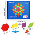 155Pcs Set Wooden Pattern Blocks Geometric Shape Jigsaw Puzzle Baby Educational Montessori Tangram Toys for Kids with 24Pcs Card. 