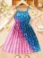 Children's Clothing for Girls: Sparkling All-Over Print Dress, Fashionable Strap Dress for Girls Aged 1-8, Dazzling Strap Dress. 