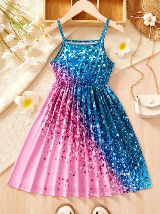 Children's%20Clothing%20for%20Girls:%20Sparkling%20All-Over%20Print%20Dress,%20Fashionable%20Strap%20Dress%20for%20Girls%20Aged%201-8,%20Dazzling%20Strap%20Dress%20-%20Image%206