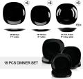 Luxury Black Marble 18-Piece Dinner Plate Set – 6 Rice Plates, 6 Deep Plates, 6 Quarter Plates, Premium Marble Dinnerware Set, Elegant and Sophisticated Tableware. 