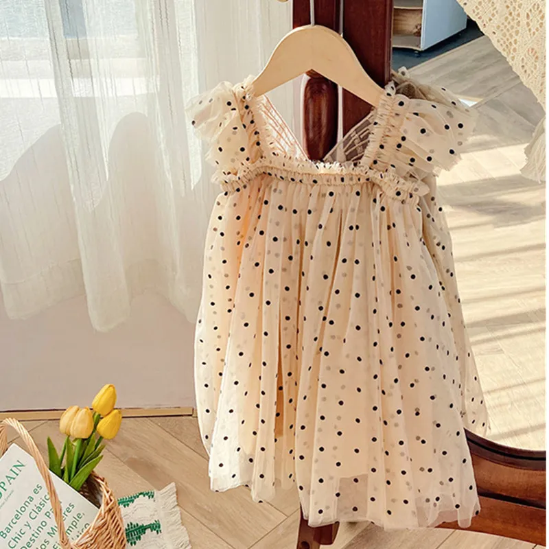 Cute Girls Dress New Summer Girl Vestidos Polka Dots Princess