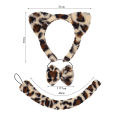 Anime Leopard Print Cat Ear Headband Cosplay Halloween Stripe Anime Animal Tiger Plush Headwear Tie Tail Gloves Performance Prop. 