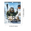 1pc 2026 Hanging Calendar,Sloth Humanized Design,12 Beautiful Patterns,Wall Calendar,Perfect Gift for Birthdays, Christmas. 
