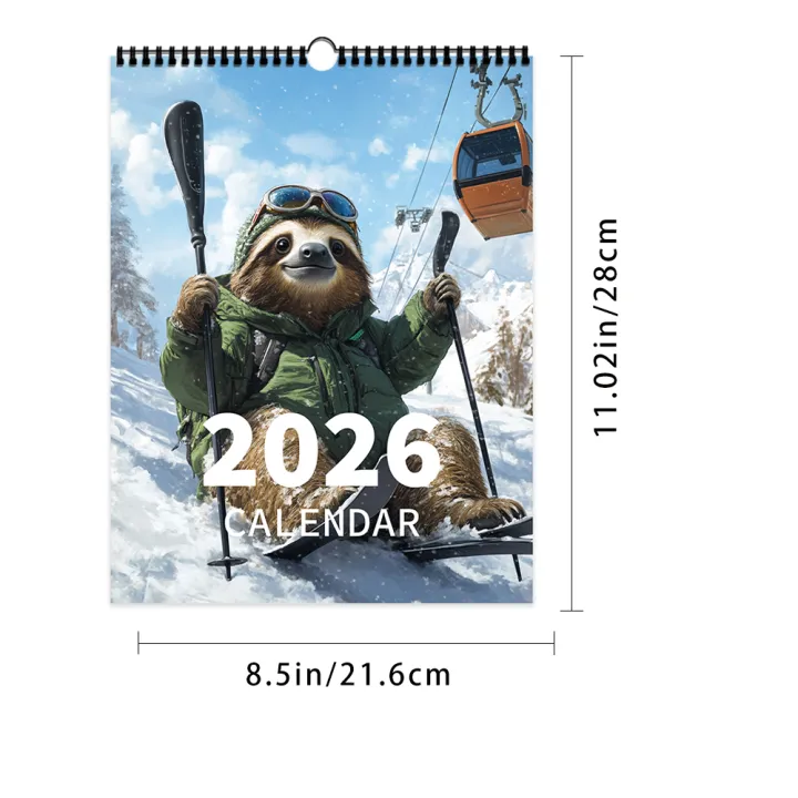 1pc%202026%20Hanging%20Calendar,Sloth%20Humanized%20Design,12%20Beautiful%20Patterns,Wall%20Calendar,Perfect%20Gift%20for%20Birthdays,%20Christmas%20-%20Image%202