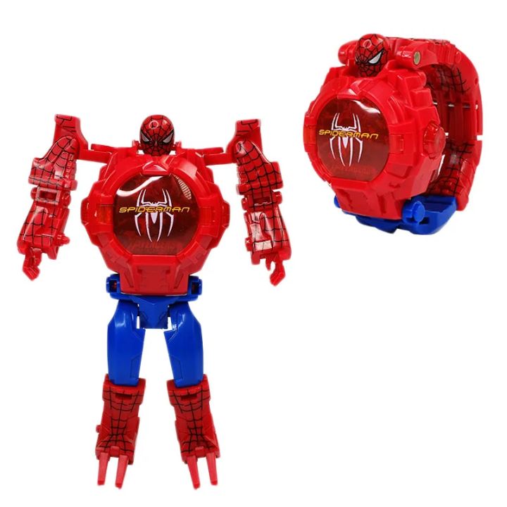 Marvel%20Iron%20Man%20Spiderman%20Cartoons%20Children's%20Watch%20Deformation%20Robot%203d%20LED%20Luminous%20Watch%20Children's%20Model%20Toy%20Watch%20-%20Image%204