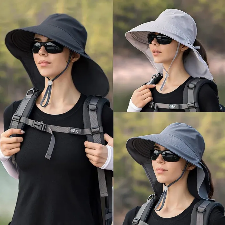 Sun%20Hat%20Wide%20Brim%20Shawl%20Ponytail%20Bucket%20Hat%20For%20Women%20Packable%20Extra%20Large%20Outdoor%20Fishing%20Hiking%20UV%20Protection%20Bonnet%201PC%20-%20Image%202