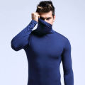 Men's thermal underwear in turtleneck lapel autumn thin Modal autumn and winter long-sleeved base shirt single slim-fit top.