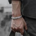 Thai Silver Tune-bringing Pixiu Copper Coin Men Bracelet Domineering Men Personality Heart Sutra Hand Ring Birthday Gift Jewelry. 