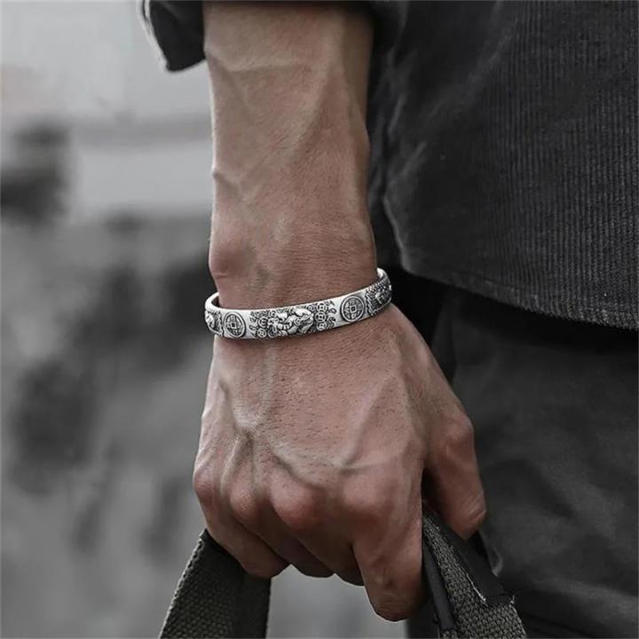 Thai%20Silver%20Tune-bringing%20Pixiu%20Copper%20Coin%20Men%20Bracelet%20Domineering%20Men%20Personality%20Heart%20Sutra%20Hand%20Ring%20Birthday%20Gift%20Jewelry%20-%20Image%205