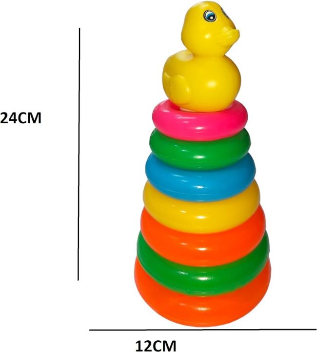 Rainbow Stacking Ring Toys for Kids, Baby Rings Toys, Stacking Ring Tower Construction Toys, Multicolor Rings Toy Play Activity Baby Toys - (6 Ring)(12 pieces)