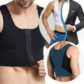 Men Body Shaper Slimming Chest Push Up Corset Compression Waist Trainer Building Sleeveless Vest Correct Posture Hooks Vest. 