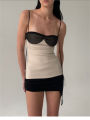 Nibber Patchwork Panelled Women Mini Dress Concise Tassel Wrapped Chest Irregular Backless Super-Short Vestido Trend Streetwear.