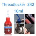 1Pc 10ml 242 Medium Strength Threadlocker Blue Locker Anaerobic Glue Quick Fixing Tool For Locking Sealing M6 To M20 Thread Tool. 