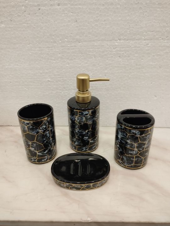 4%20Pcs%20-%20Ceramic%20Bathroom%20Accessories%20Set%20with%20Soap%20Holder,%20Toothbrush%20Holder,%20Soap%20Dish-%20White%20Black%20Color%20-%20Image%204