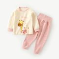 Autumn Baby Cotton 2-Piece Pajama Set Long Sleeve Top High Waist Pants Kids Sleepwear Home Clothes Outfit Boys Girls Underwear.