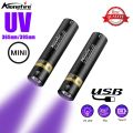 Mini 365/395nm UV Flashlight USB Rechargeable Ultraviolet Pet Urine Cat Tinea Money Ore Scorpion Fluorescent Checker Lamp.
