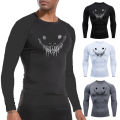 Graphic Compression Shirts for Men Long Sleeve Rash Guards Gym Workout Fitness Undershirts Baselayer Quick Dry Athletic Tops. 