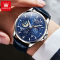 OLEVS 5538 Moon Phase Men's Watches Chronograph Luminous Dial Quartz Watch for Man Waterproof Fashion Genuine Wristwatch.