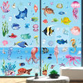 8 Sheets Blue Shark Underwater Sea Fish Theme Window Static Sticker DIY Glass Clings Birthday Baby Shower Party Backdrops Decals. 