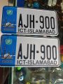 car number plates licence ICT Islamabad old new style customized by sticker embossed  not punch. 