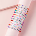 12Pcs Teens Women Girls Colorful Positive Energy Letters Courage Words Candy Color Beaded Bracelet DIY Jewellery. 