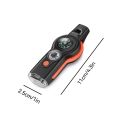 7in1 Outdoor Multifunctional Survival Whistle Flashlight Reflector Magnifying Glass Storage Compartment Compass Thermometer. 