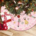 VIKAMA Christmas Tree Skirt Pink Edition, Nutcracker Holiday Party Decor, Festive Home Christmas Ornaments. 