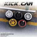 1/64 Wheels with Fixed Rubber Tires Pentagram Spoke for Toy Model Diecast Cars Refiting Parts for Hotwheels (5 sets for 5 Cars). 