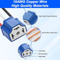 2 PCS H4 HB2 9003 Wiring Harness Headlight Socket, Ceramic Headlight Connector for Car Fog Light Retrofit 16AWG. 