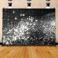 Sparkling Starry Night Polyester Party Banner - Dazzling black and white disco ball design, suitable for birthdays, weddings. 