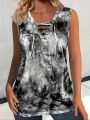 Plus Size 1XL-5XL Women Fashion Round Neck Tie Dye Print Sleeveless Tank Tops Ladies Casual Summer Tops Tank. 