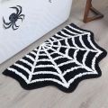 VIKAMA Halloween Shaped Decorative Rug Black Spider Web Ghost Gothic Bathroom Entryway Footrest Washable Dirty Resistant Carpet.