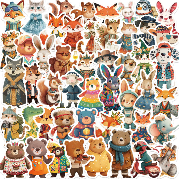 Comic Sticker Zoo 50Pcs Cartoon Zoo Wild Animals Stickers Aesthetic DIY Toy For Phone ...