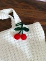 Crochet Cherry bag charm. 