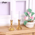 1Pair 1:12 Dollhouse Miniature Candle Holder Candlestick Candelabra Model Home Decor Toy Doll House Accessories.