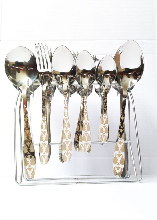 29 Pcs Fancy Stainless Steel With Golden Lazer/Premium Quality Cutlry Set