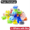 1-10Pairs Box Portable Soft Comfortable Silicone Ear Plugs Sleep Earplugs Noise Reduction Swimming Reusable Earplugs With Rope. 