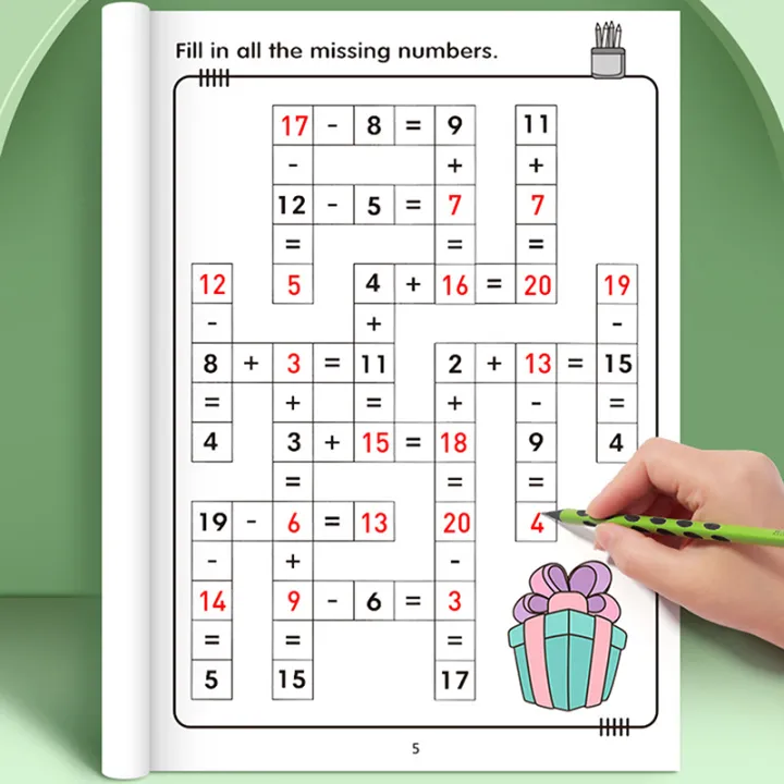Math Workbook For Kids Ages 5-8 Math:Math Crossword Puzzles Addition ...