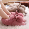 Winter Plush Slippers for Women & Men - Thick Sole Couple House Shoes, Cozy Faux Rabbit Fur Indoor Slides with Closed Back.