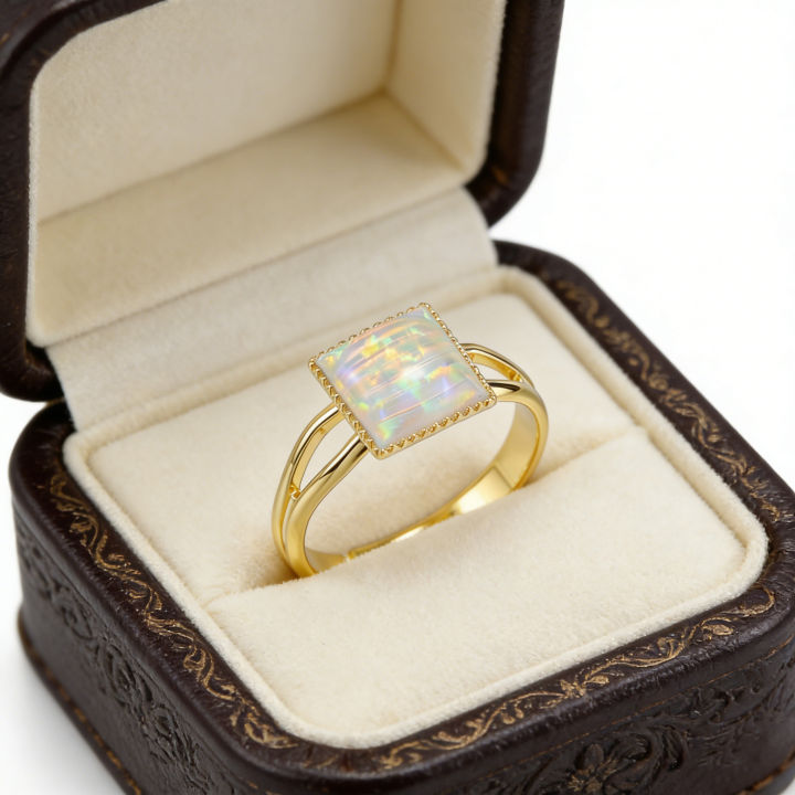 Unique%20%20for%20Her,Vintage%20Square%20White%20Opal%20Promise%20Minimalist%207-9%20Adjustable%20Open%20Ring%20for%20Women,Elegant%20Anniversary%20Jewelry%20-%20Image%206