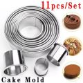 11/12PC Stainless Steel Mousse Round Cookie Biscuit Cutters DIY Dumpling Cutter Professional Pastry Baking Circle Ring Molds Set. 