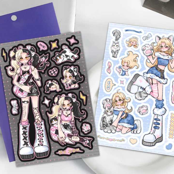 8pcs%20Korean%20Ins%20Wind%20Meow%20Star%20Guka%20Stickers%20Girl%20Style%20Cute%20Student%20Princess%20High%20Beauty%20Hand%20Book%20Notebook%20Decoration%20DIY%20-%20Image%203