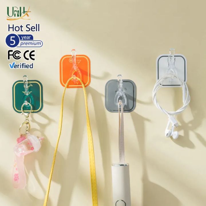 Sticky transparent wall mounted hook any surface holder